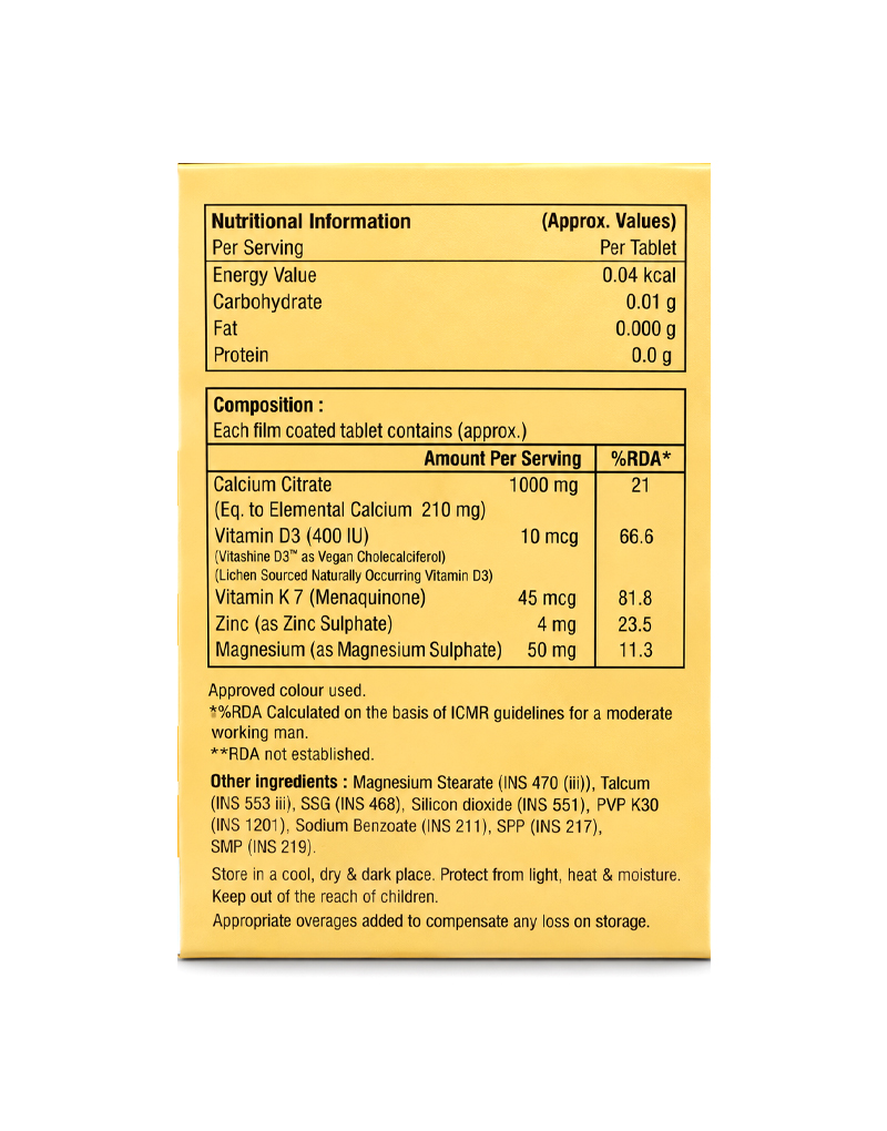 Daily Dose Calcium + Vitamin D3 with Vitamin K7, Zinc & Magnesium Tablets - Image 4